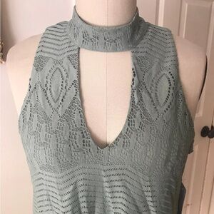 City Studio Women’s Dress Sleeveless Cutout High Neck New Green Size Medium